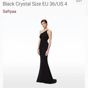 NWT Safiyaa Electra Gown Black Crystal Size EU 36/US 4